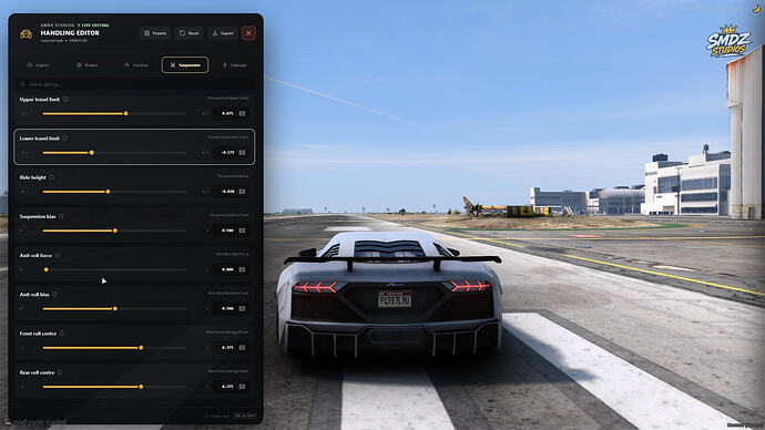 [免费] SMDZ Handling Editor — 可视化车辆调校与 handling.meta 导出
