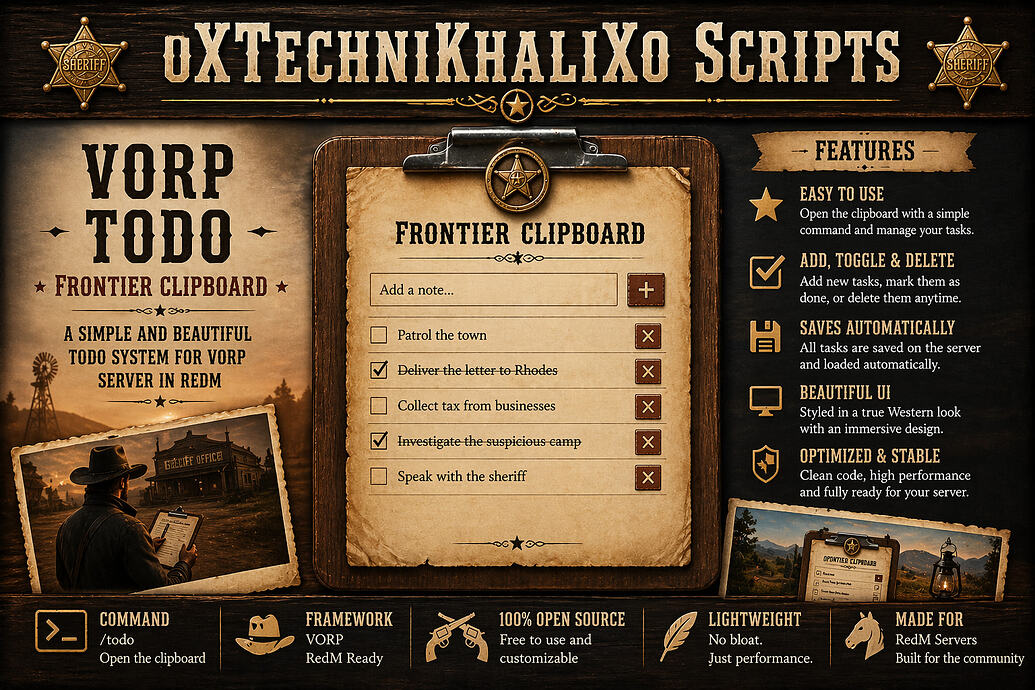 [free] todo clipboard system - RedM Releases - Cfx Forum