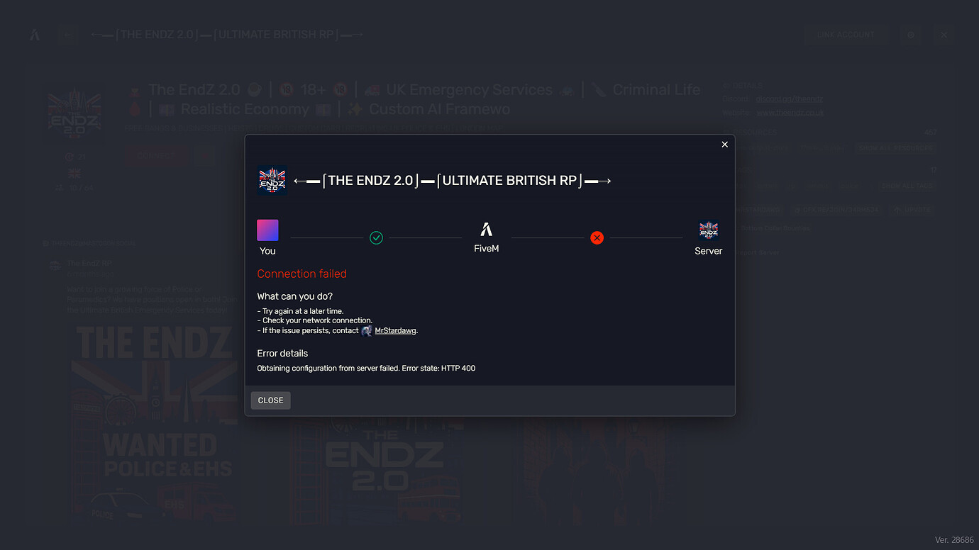 Timed out connection - FiveM Client Support - Cfx Forum