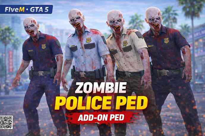 GTA 5 Zombie Police Ped Pack for (FiveMSP)- Custom police zombie ped (101