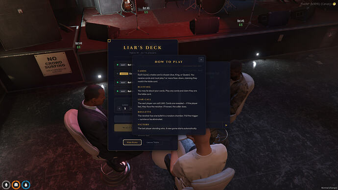 Feron Liar's Deck — Multiplayer Card Game + Russian Roulette for FiveM 5