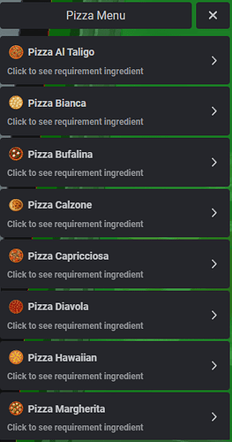 Pizza Menu