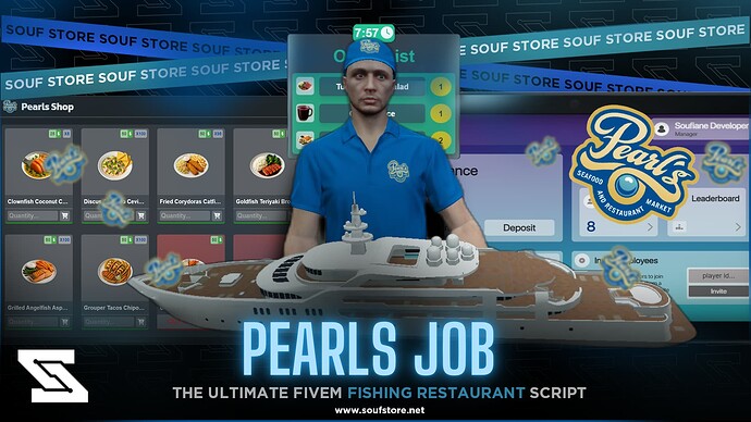 Pearls Restaurant Job 🐟 - The Ultimate FiveM Fish Restaurant Script! (QB/ESX/Qbox) Thumbnail