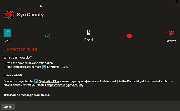 Bad Connection Rwm Connection failed - RedM Client Support - Cfx Forum