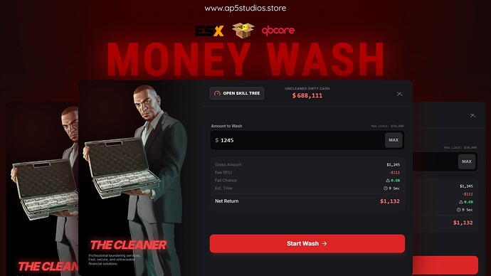 money wash red theme