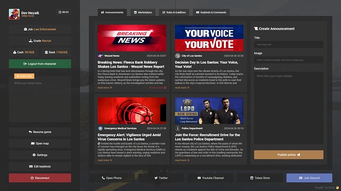 [crm-pausemenu] Advanced ESC/Pause menu with job announcements, marketplace and more Thumbnail