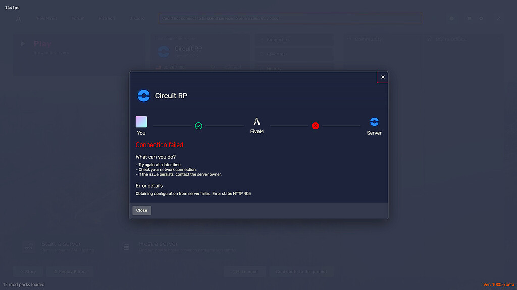 Need help; cant connect to servers - FiveM Client Support - Cfx.re