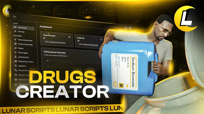 [ESX/QB] Drugs Creator | Modern UI | 10+ preconfigured drugs Thumbnail