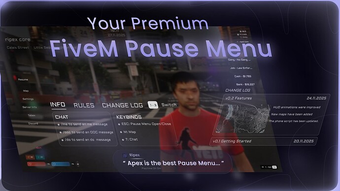 Pause Menu APEX - Premium FiveM Script | QBCore & QBOX & ESX - FiveM ...