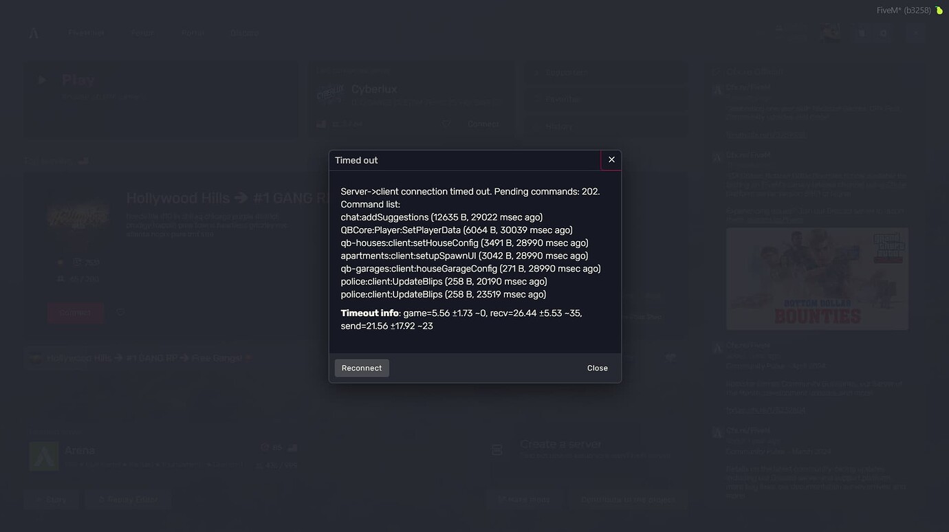 Constant Timeout after Update - FiveM Client Support - Cfx Forum