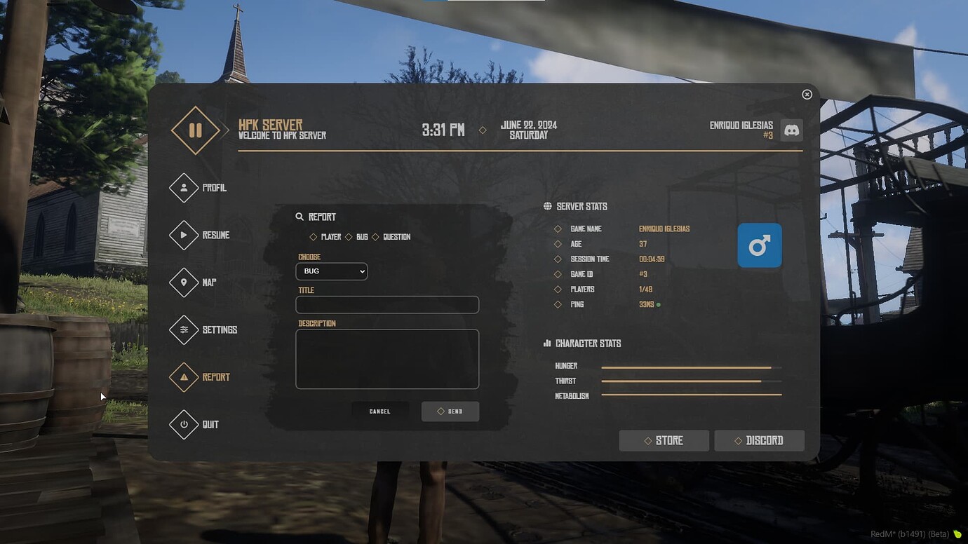 HPK PAUSE MENU with Report UI [VORP][RSG] - RedM Releases - Cfx.re ...