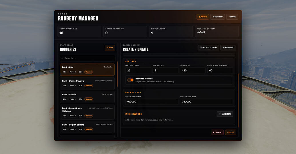 [FREE] Easy robbery creator for ESX/QB/QBOX