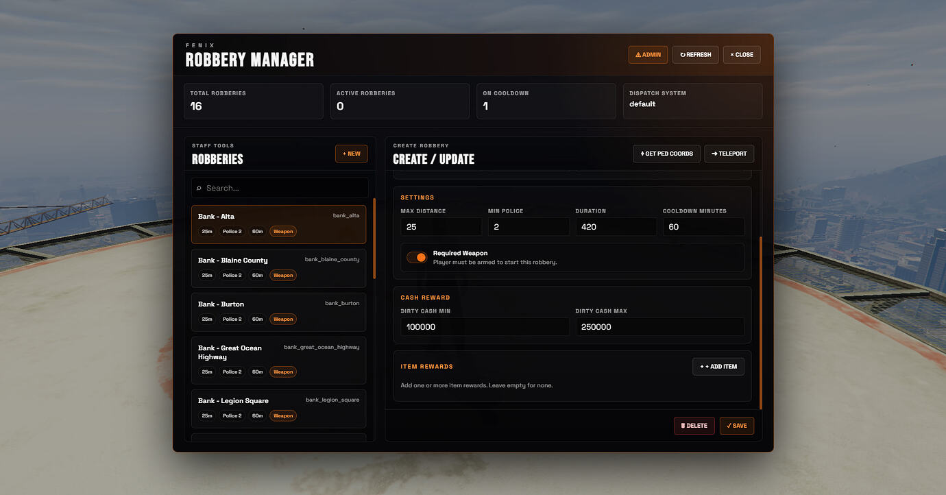 [FREE] Easy robbery creator for ESX/QB/QBOX