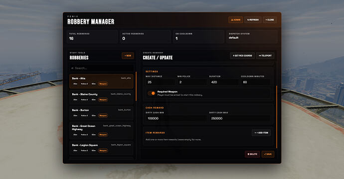 [FREE] Easy robbery creator for ESX/QB/QBOX
