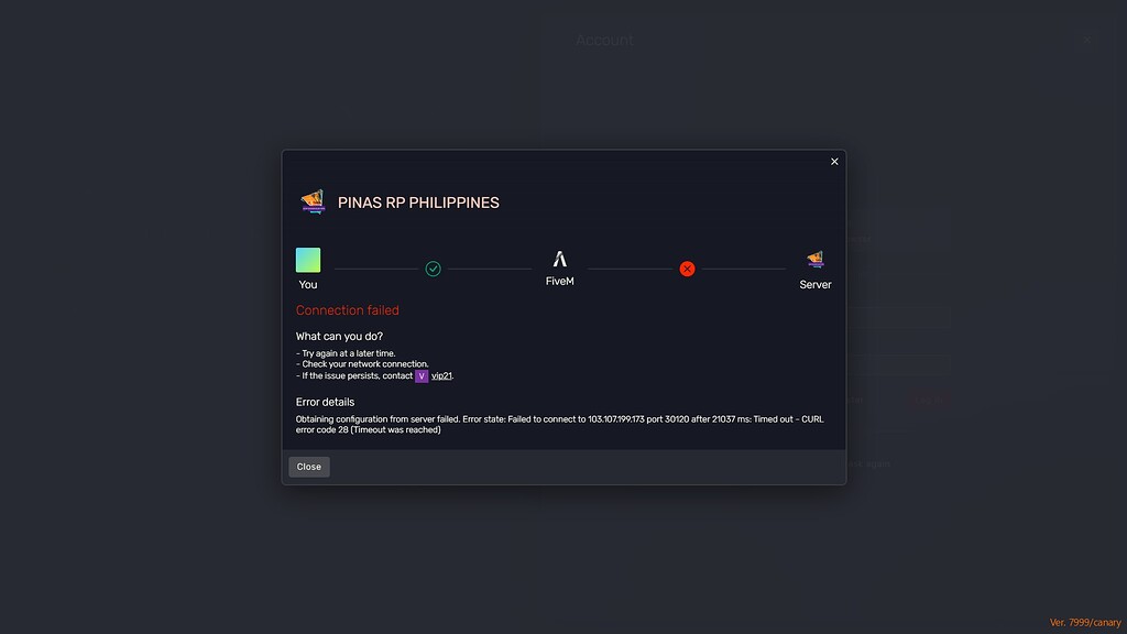 Connection failed - FiveM Client Support - Cfx.re Community