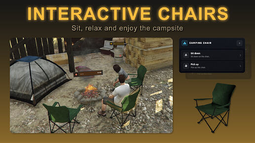 FiveM Camping Script - INTERACTIVE CHAIRS - Sit, relax and enjoy the campsite