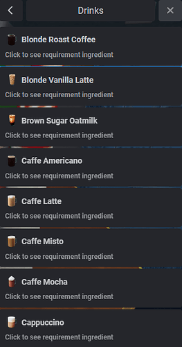 Coffee Drinks Menu