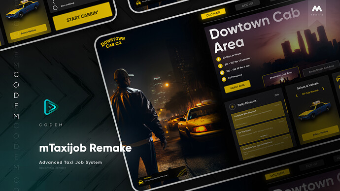 CodeM mTaxijob Remake ESX QB Thumbnail