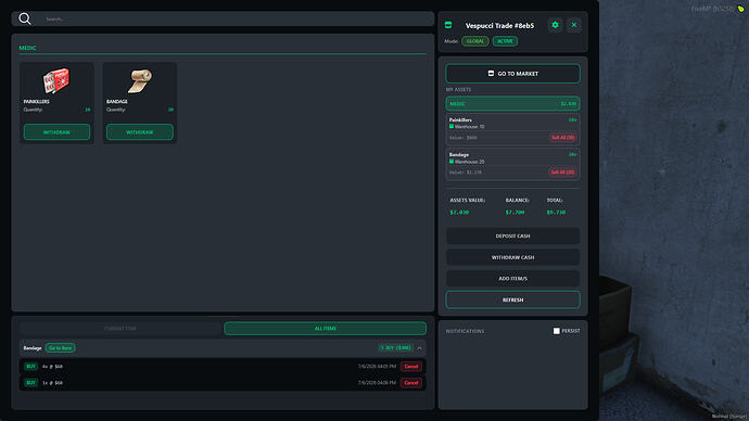 Warehouse and market wallet