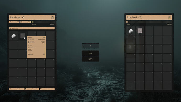 Inventory Main - Player Inventory - Right Click