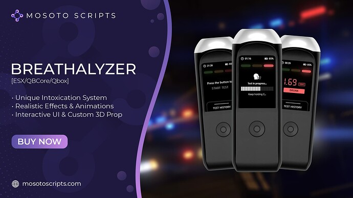 Mosoto Breathalyzer - The Alcohol System for FiveM [ESX/QBCore/Qbox][Paid] Thumbnail