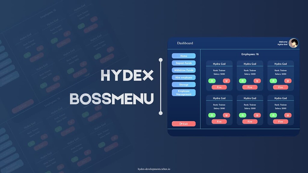 [ESX/QB] Hydex-bossmenu, a bossmenu system with UI and standalone ...