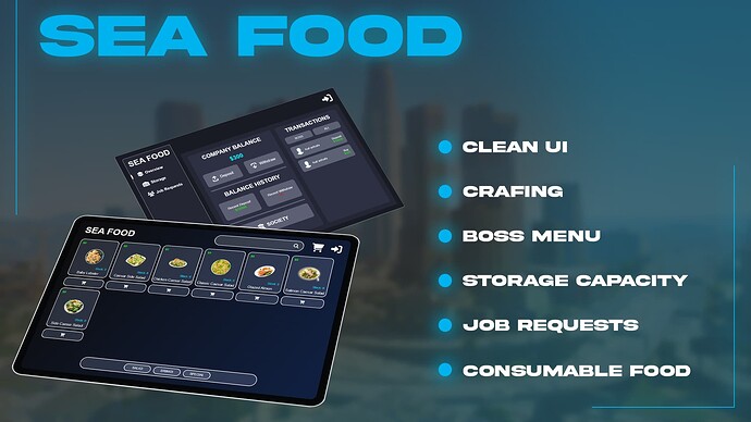 [Release] [ESX]/[QB] Sea Food V2 | Crafting + Ingredients + Stock + Boss Menu + Storage + Job Requests | Thumbnail