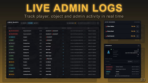 FiveM Camping Script - LIVE ADMIN LOGS - Track player, object and admin activity in real time
