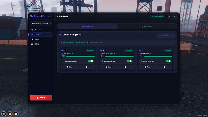 Camera management & motion toggles