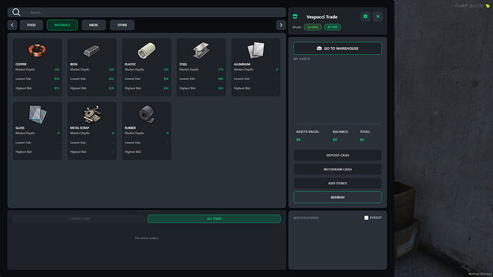 Marketplace – live, player-set prices