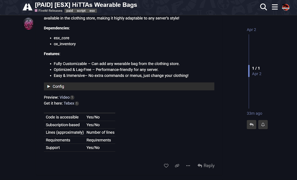 [PAID] HiTTAs Wearable Bags - FiveM Releases - Cfx.re Community