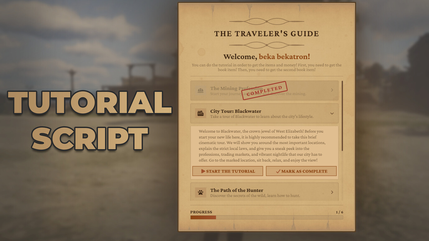 Cfx Tutorial The Traveler's Guide | Tutorial System - RedM Releases - Cfx.re Community