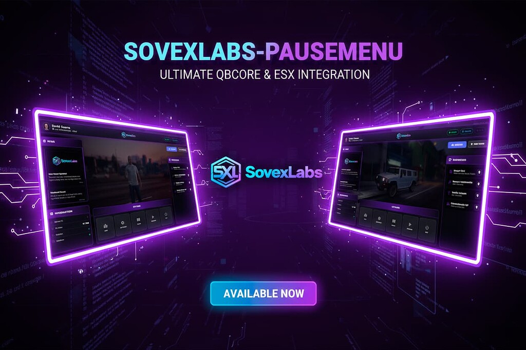 [免费][ESX/QBCore]Sovex暂停菜单-电影和沉浸式用户界面-FiveM插件网