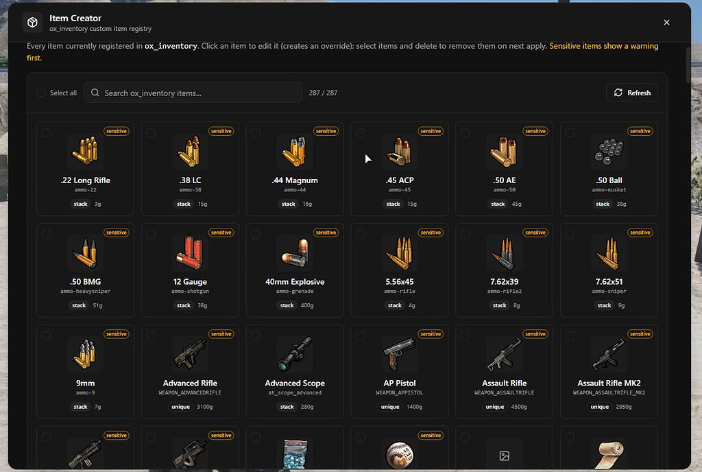 [免费]spoodyItemCreator |用于ox_inventory的游戏内物品创建工具-FiveM插件网