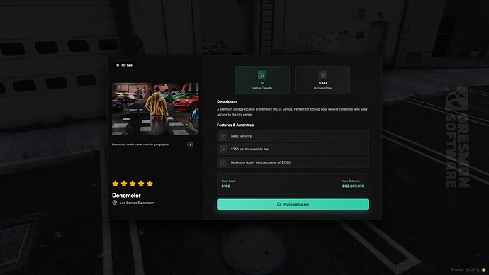 Fivem Garage Script - Purchaseable ,Manageable, In-Game Createable, Real Parking thumbnail 5
