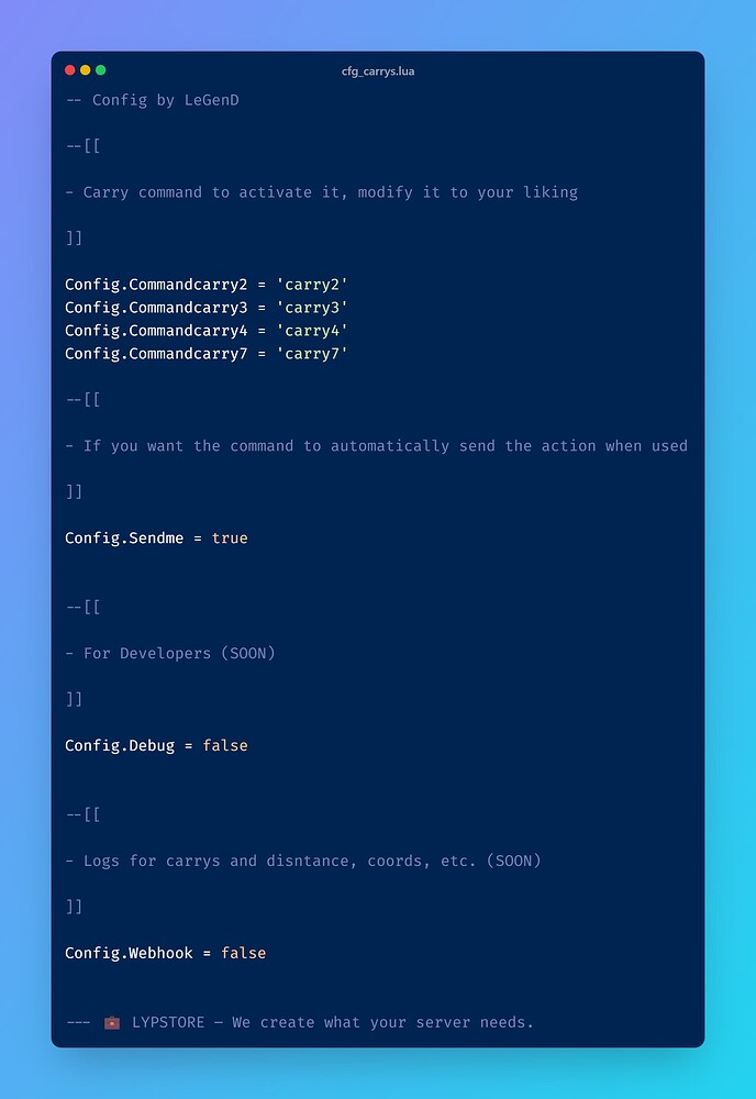 LYP CARRY SYSTEM - FiveM Search