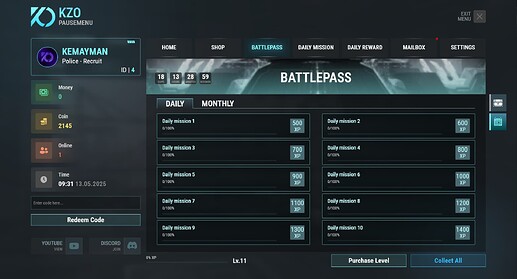 [PAID] [ESX/QB/QBX/STANDALONE] kzo_pausemenu | Donate Shop, BattlePass, DailyReward, Case Opening, GiftCode,... All In One | Advanced PauseMenu | 5 in 1 thumbnail 5