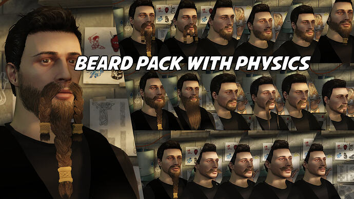 Beard Pack (18 beards, 8 with physics!) - Addon Clothing Thumbnail