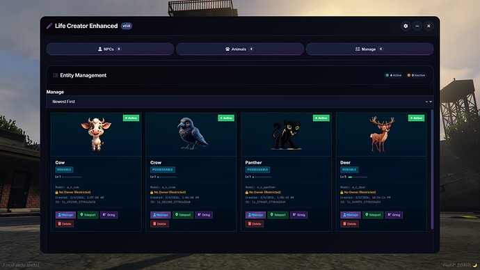 Life Creator v2.0 [ESX/QB/QBOX] Advanced Pet & Animal Management System for FiveM thumbnail 3