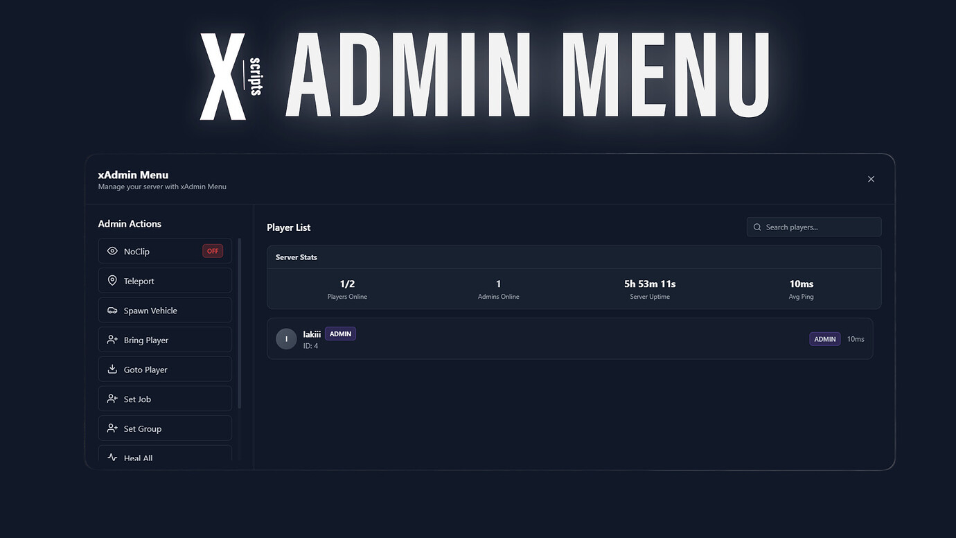 X Admin Menu | ESX & QB - FiveM Releases - Cfx Forum