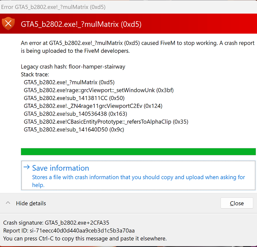 Fivem GTA5_b2802.exe!_?mulMatrix (0xd5) error - FiveM Client Support ...