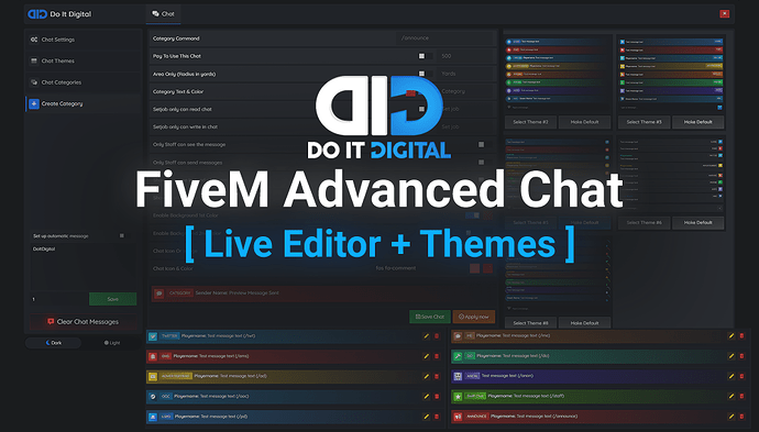Advanced Chat System | 9 Themes | Live Editor | RP Ready [ESX/QBcore/Standalone] [PAID] Thumbnail