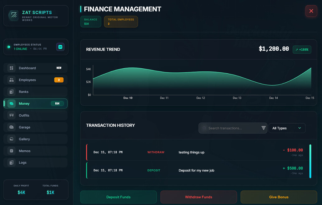 BOSS MENU AND MANAGEMENT WITH ADMIN PANEL [QBCore / ESX / QBOX] - FiveM ...