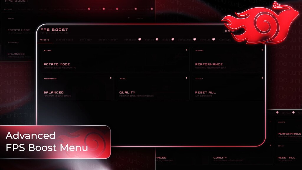 [PAID] Turbo FPS Boost Menu +50 FPS (NUI) | Presets + Graphic Packs ...