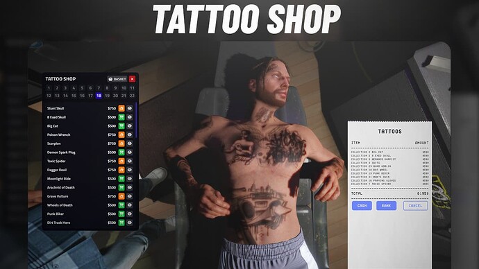 [PAID][ESX/QB] vms_tattooshop 2.0.0 - ADVANCED TATTOO SHOPS, MANAGEMENT BY PLAYERS & MANAGEMENT BY NPCS Thumbnail