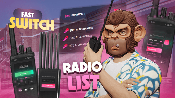 [PAID] Fivem RadioList & Radio for pma-voice radio animation select | pinkFrog_radioList Thumbnail
