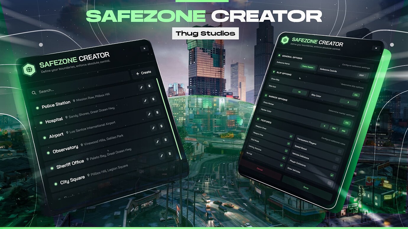Most Advanced Safezone Creator Script | thug-safezone-creator - FiveM ...