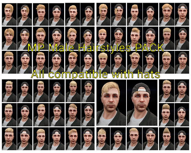 [PAID] Hairstyle Pack - 33 hairstyles for MP Male compatible with hats Thumbnail