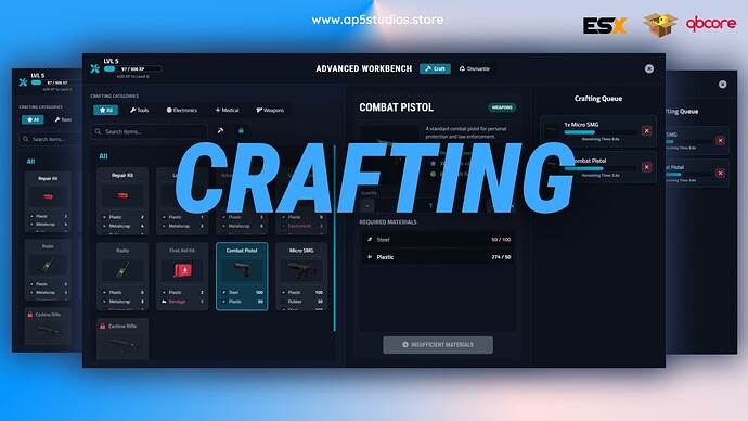 [PAID] AP5-Crafting | Crafting & Dismantling Script | [QBCore / ESX / QBOX] Thumbnail