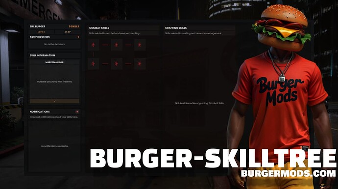Skill Tree | BURGERMODS.COM | Fivem Script | QB QBOX ESX STANDALONE Thumbnail